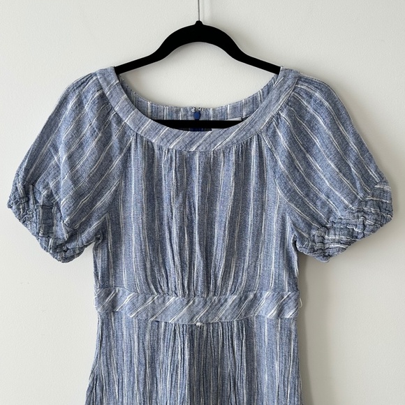 Calvin Klein 100% Cotton Blue & White Striped Short Sleeve Maxi Dress - Picture 2 of 16